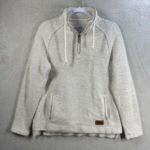 Weird Fish Chunky Macaroni Knit Fleece Sweatshirt 1/4 Zip Neck Size UK 10 Ivory